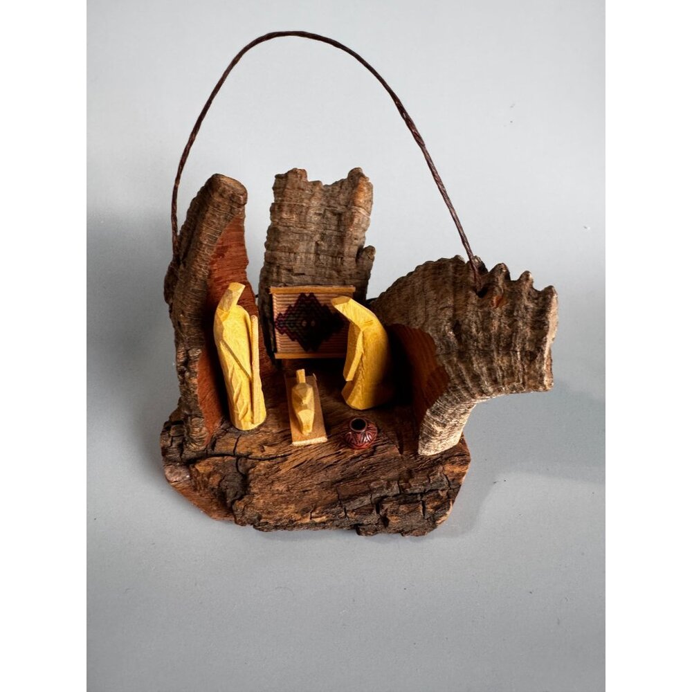 Rustic Bark Wood Mini Nativity Hand Carved Mexico Folk Art 3 Figures Ophelia 3 1 - Picture 3 of 9